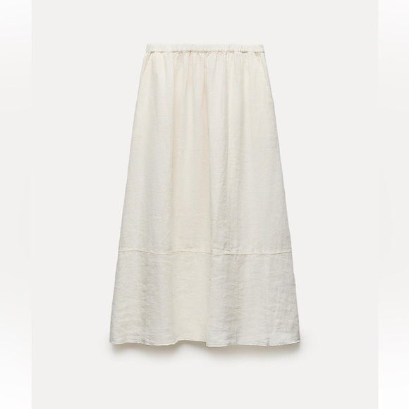 New ZARA 100% Linen Midi Skirt ZW Collection - Picture 3 of 7